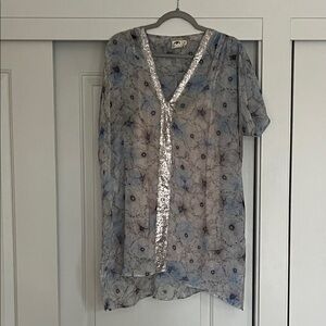 Elegant Blue and Bronze Anthropologie Women's Top